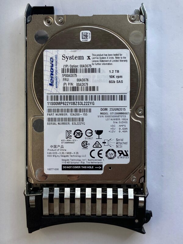 HD IBM 1.2TB 10K 2,5 SAS 6GB 00AD075 00AD076 00AD079