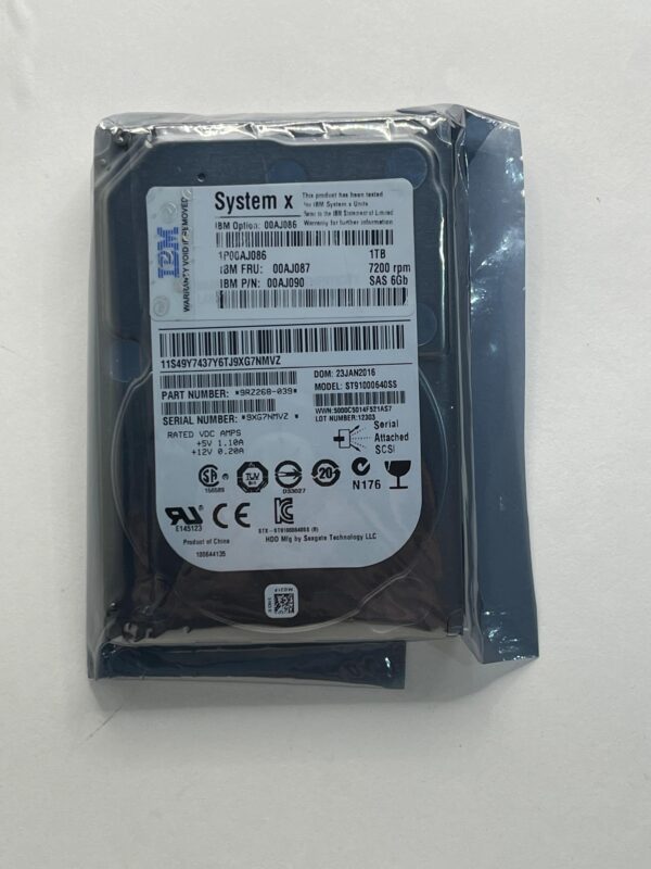 HD IBM 1TB 7.2K 2,5 SAS 00AJ090 00AJ086 00AJ087   CINZA