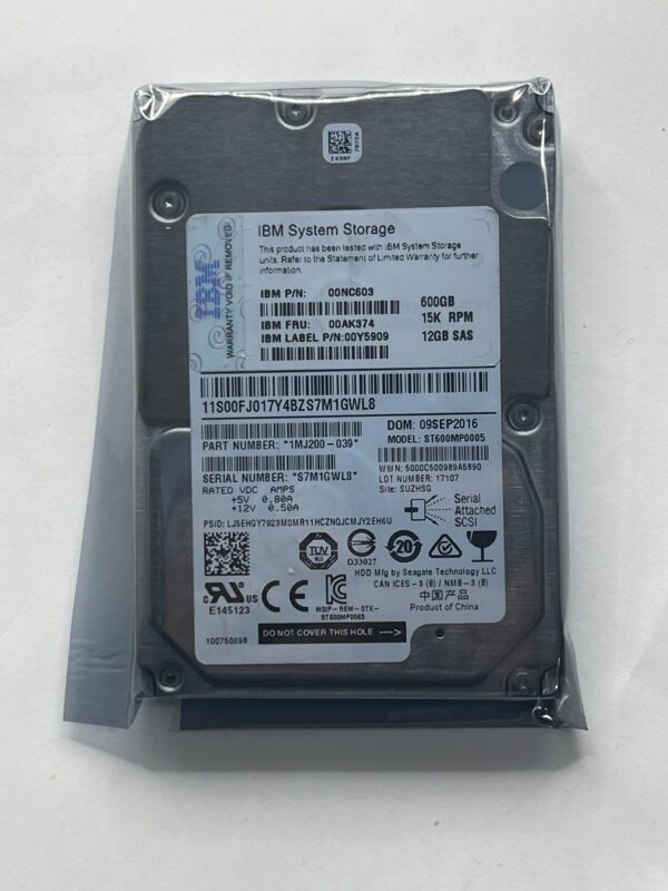 HD 600GB 15K 12G SAS 2.5 00AK374 IBM LENOVO