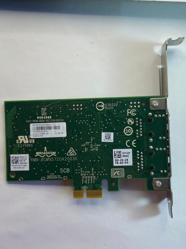 Placa de Rede DELL 5720 1GB SFP+ 2-Port 00FCGN 0FCGN - Imagem 2