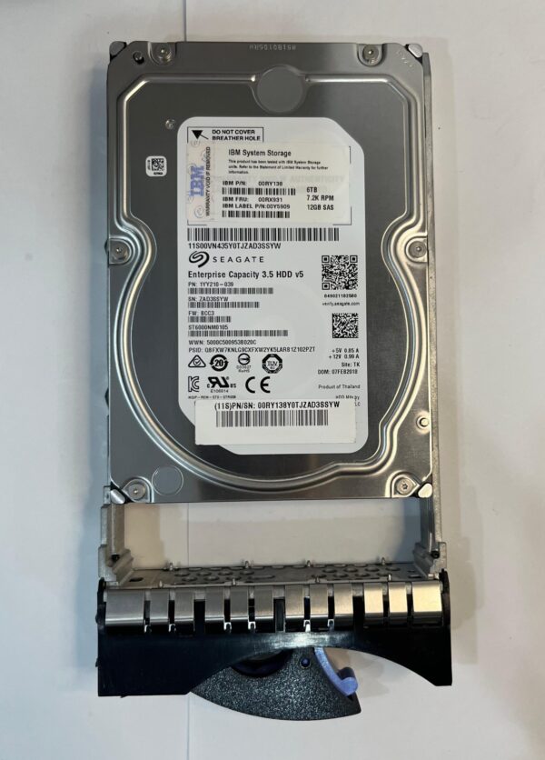 HD IBM 6TB 7.2K 3.5 12GB SAS 00RY138 00RX931 00MN522
