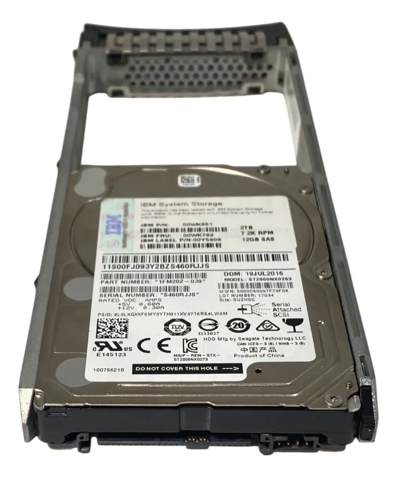HD IBM 2TB 7.2K 12GB SAS 2.5 V3500 00WC011 00WK792 00WK851 00WK898 - Imagem 3
