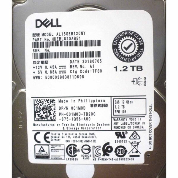 HD DELL 1.2TB 10K 2,5 SAS 12GB 001M0D 01M0D