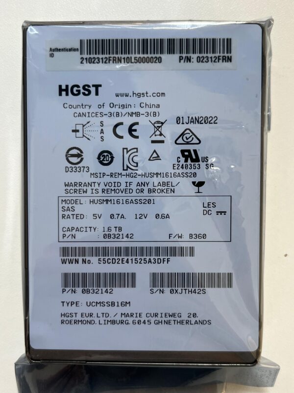 SSD HUAWEI 1.6TB 2.5 SAS 12GB ES3600S V5 02312FRN