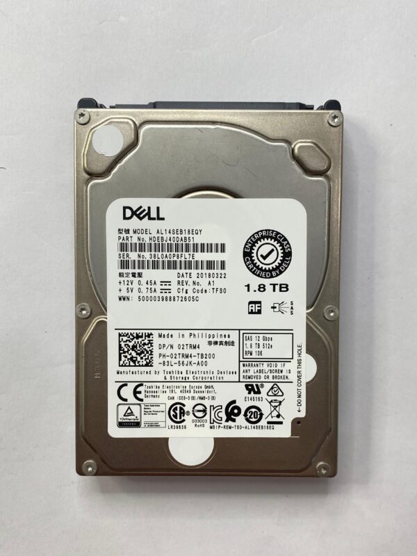 HD DELL 1.8TB 10K 2.5 SAS 12GBPS 02TRM4 2TRM4 &