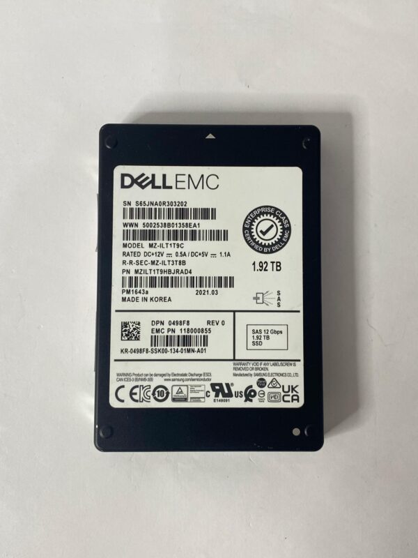SSD DELL 1.92TB 2,5 12GBPS SAS 0498F8 498F8