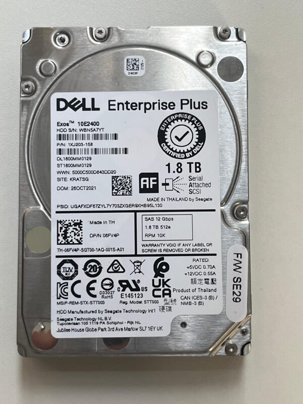 HD DELL 1.8TB 2,5 12GB 10K SAS 6FV4P 06FV4P COM GAVETA