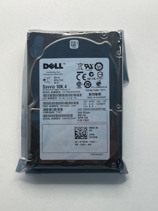 HD DELL 600GB 10K 2,5 SAS 6GB 07T0DW 7T0DW COM GAVETA
