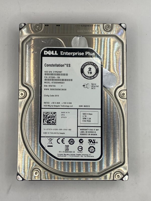 HD DELL 2TB 7.2K 3.5 SAS 6GB 07YXTH 7YXTH 9YZ268-158 COM GAVETA