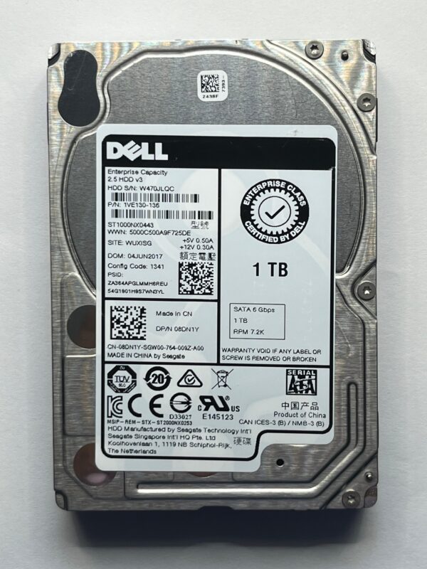 HD 1TB DELL SATA 6GB/S 7.2K RPM 2.5 POL COM GAVETA 8DN1Y
