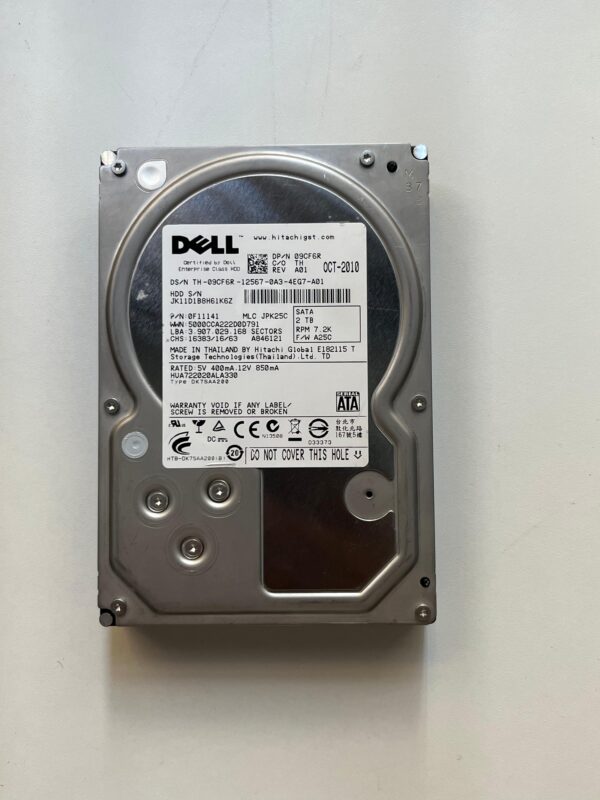 HD DELL 2TB 7.2K 3GB SATA 3,5 9CF6R 09CF6R 0F11141 GAVETA R440 R540