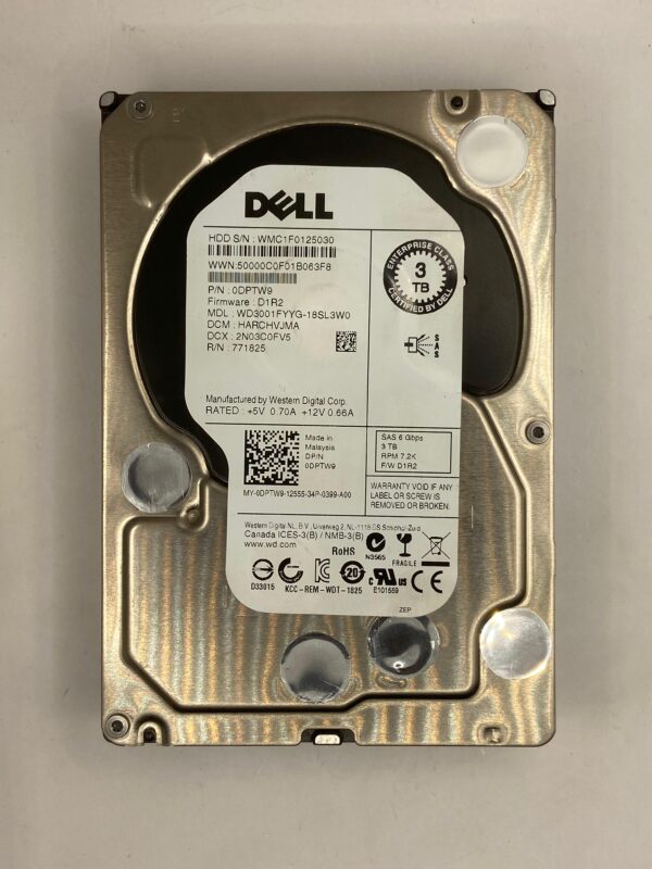 HD DELL 3TB 7.2K 3,5 SAS 6GB 0DPTW9 DPTW9 GAVETA