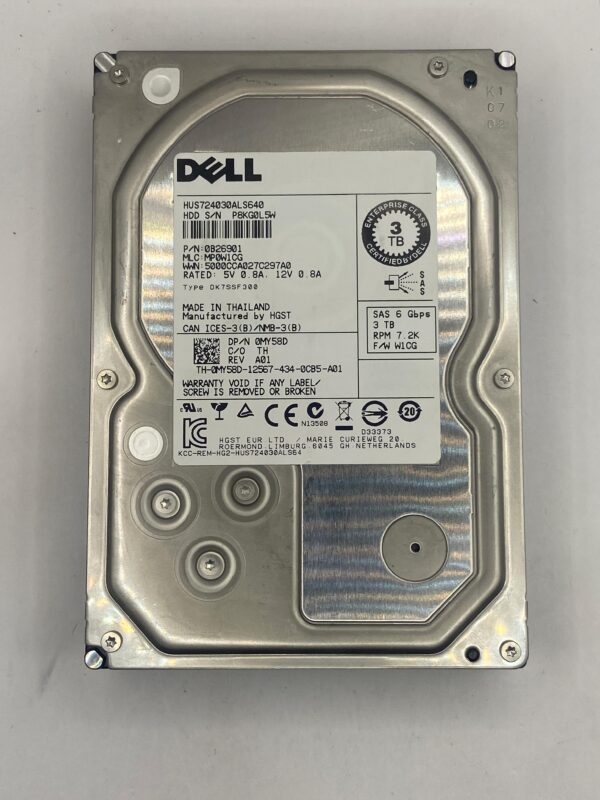 HD DELL 3TB 7.2K 3,5 SAS 6GB MY58D 0MY58D GAVETA