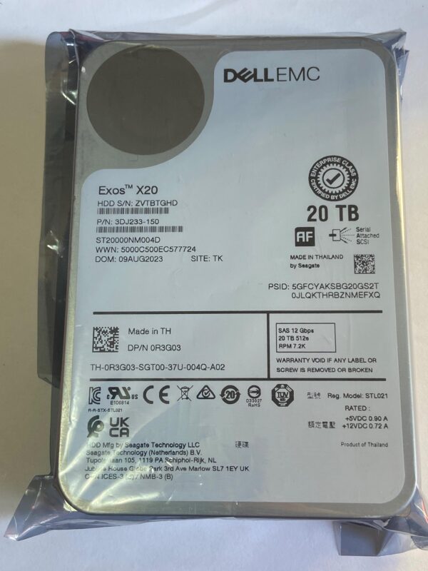 HD DELL 20TB 3.5 7.2K SAS 12GB T59DD 0T59DD 0R3G03 R3G03 161-BBTX COM GAVETA