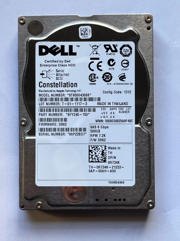 HD DELL 500GB 7.2K 2,5 SAS 6GB 0R734K R734K