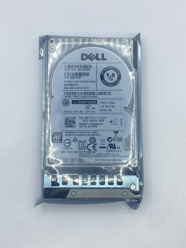 HD DELL 1.8TB 10K 2,5 SAS 6GB 0RF9T8 RF9T8 COM GAVETA