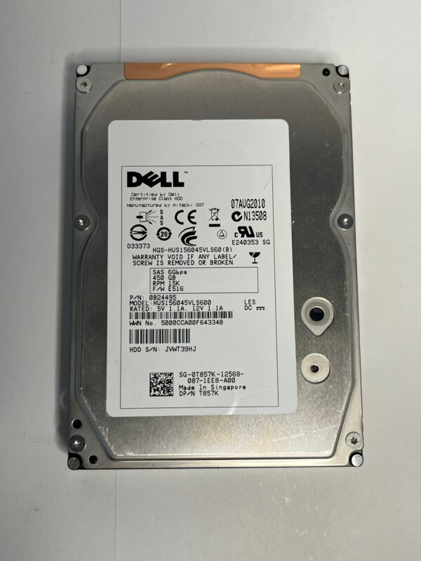 HD DELL 450GB 15K 3,5 SAS 6GB T857K 0T857K COM GAVETA