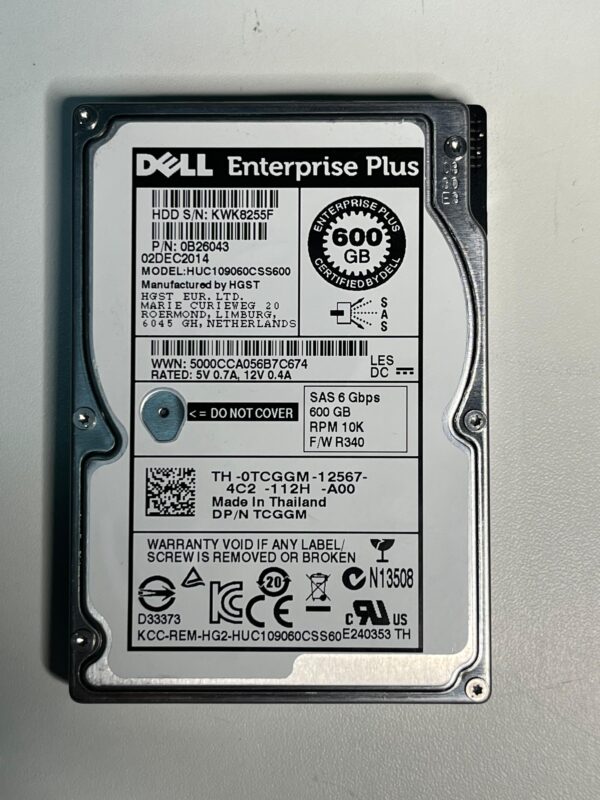 HD DELL 600GB 10K 2.5 6GB SAS 0TCGGM TCGGM COM GAVETA