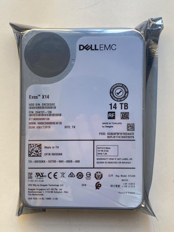 HD DELL 14TB 7.2K 3,5 SATA 6GB 0W3GNK W3GNK COM GAVETA