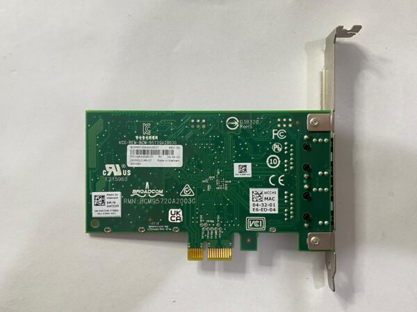 PLACA DE REDE DELL 5720 1GB 0RJ45 2-PORT 0WCCH9  WCCH9