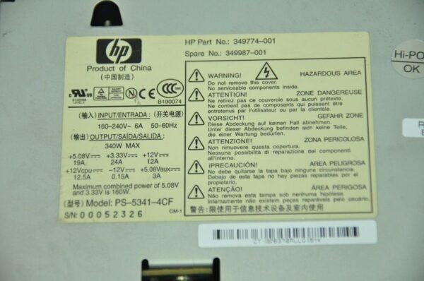 FONTE HP 340W P DC7100 DX6100 DX6128 349774-001 349987-001