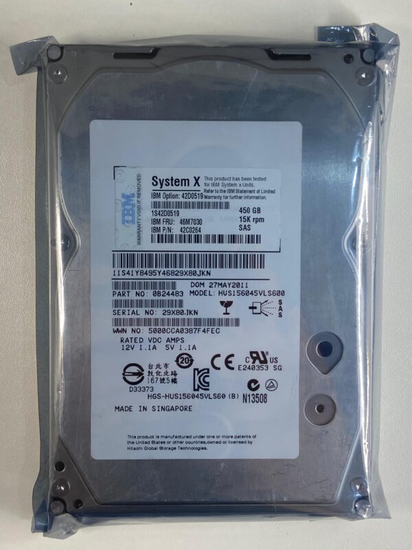 HD 450GB 15K 3.5 SAS 6GB 46M7030 42C0264 42D0519 42D0521 41Y8495  CINZA IBM