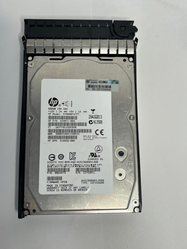 HD HP 600GB 15K 3,5 SAS 6GB 517354-001 516828-B21