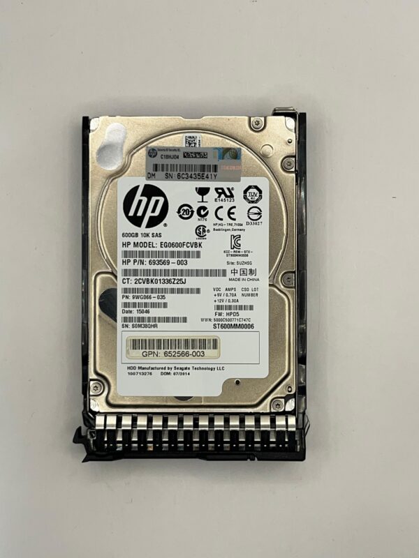 HD HP 600GB 6GB 10K 2.5 SAS SC 652583-B21 653957-001