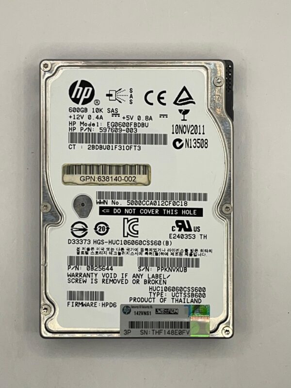 HD HP 600GB 10K 6G SAS 2.5 655477-B21 655573-001