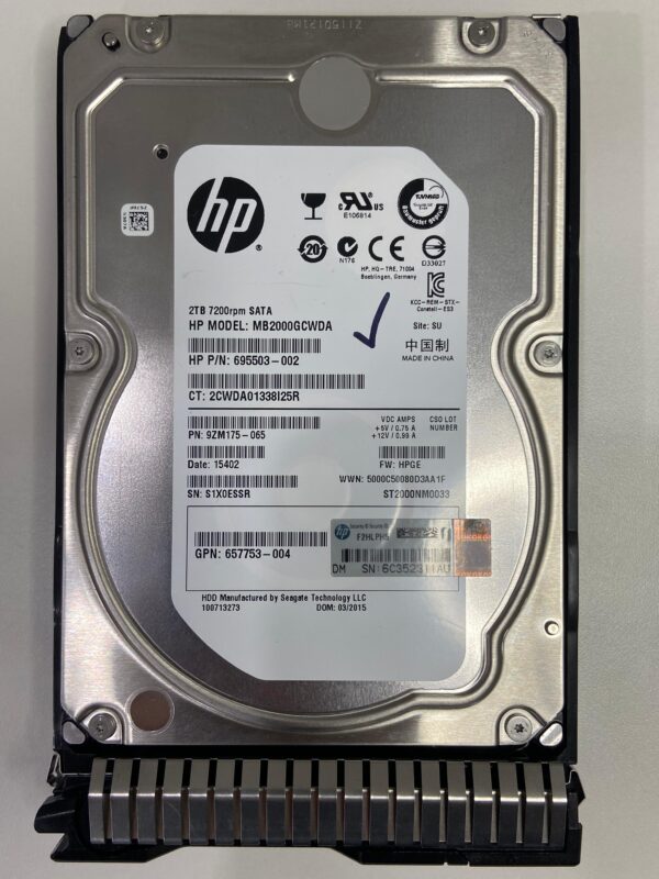 HD HP 2TB 7,2K 3,5 SATA 6GB 658102-001 658079-B21
