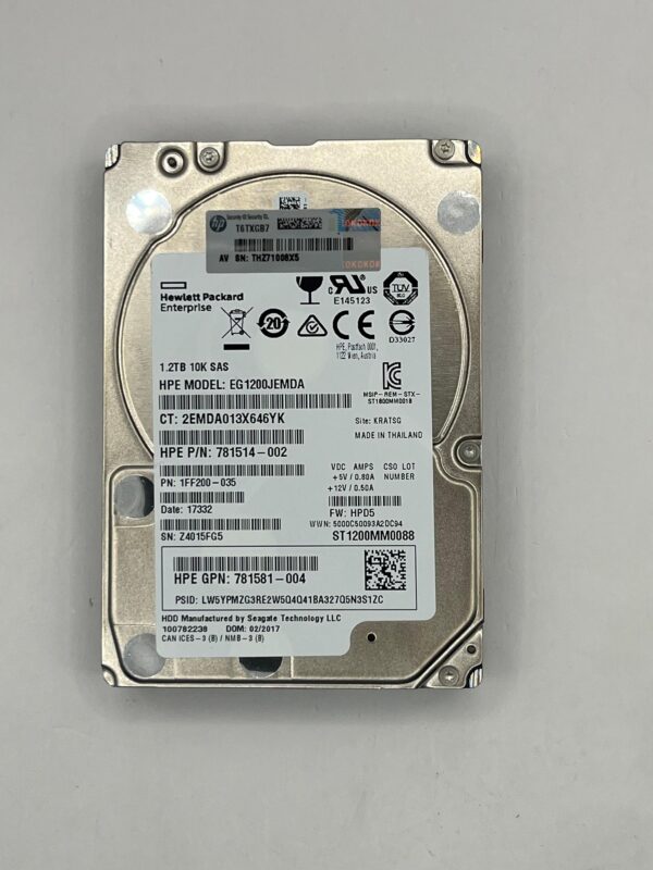 DISCO RÍGIDO INTERNO HP 781578-001 DE 1.2TB 10K 2,5 SAS
