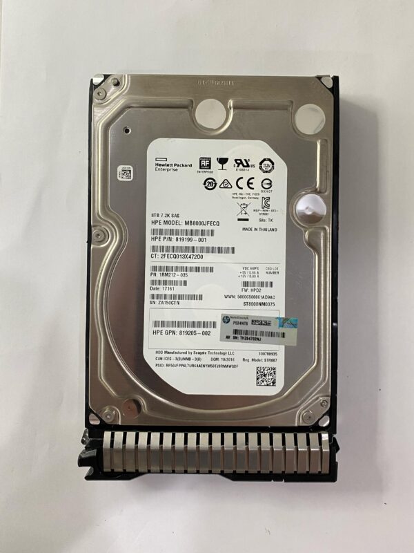 HD HP 8TB 7.2K 12G 3.5 SAS 877682-002 820032-001 819201-B21