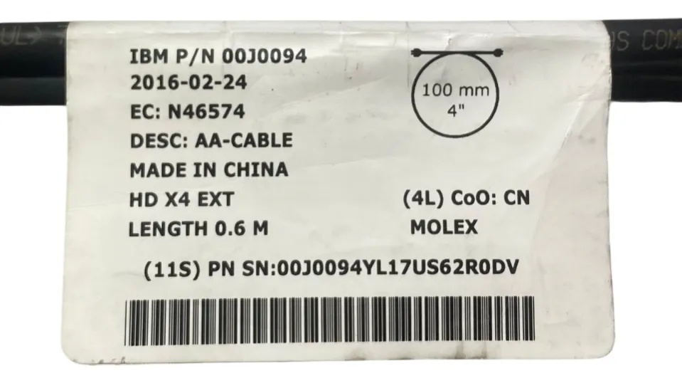 Cabo Mini SAS HD SFF-8644 IBM 0.6M 00J0094 - Imagem 4