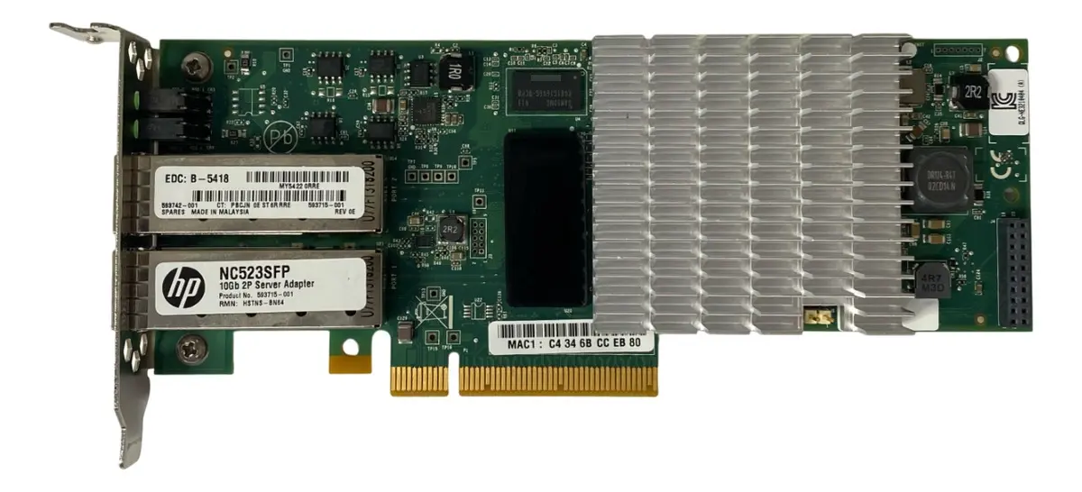 Placa de Rede HP NC523SFP QLE3242 10GB SFP+ 2-Port 593742-001 593717-B21 - Imagem 2