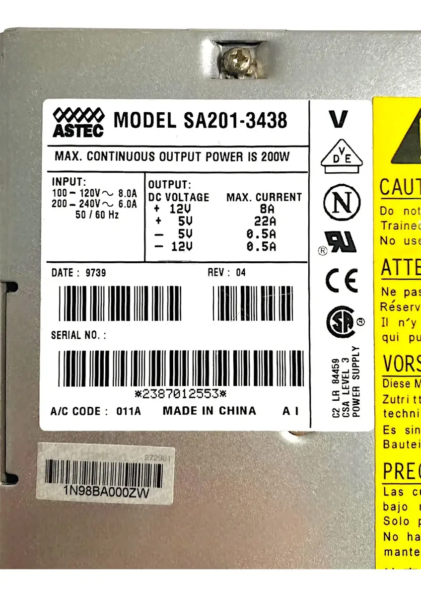 FONTE ASTEC MODEL 200W SA201-3438 - Imagem 5