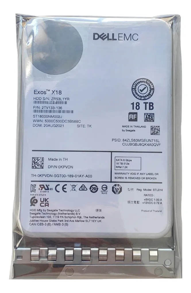 HD DELL 18TB 7.2K 3,5 SATA 6GB 0KPVDN KPVDN NOVO - Imagem 2