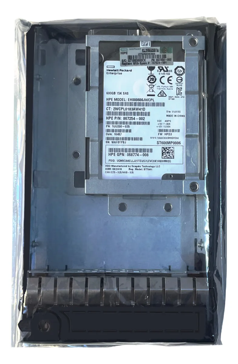 HD HP 600GB 15K 12GB SAS 3,5 737396-B21 737574-001 759202-003 - Imagem 3