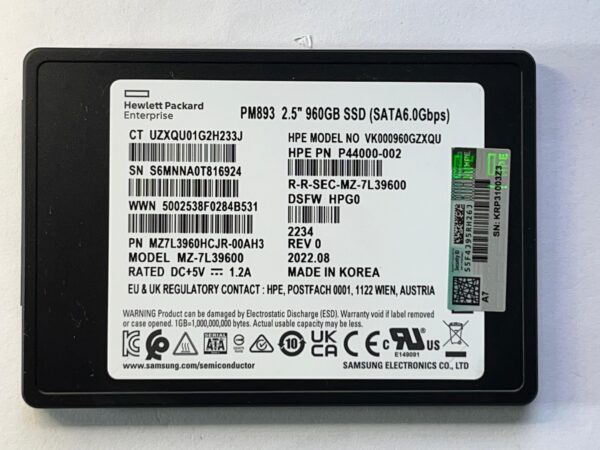 SSD HP 960GB 2,5 SATA 6GB PARA GEN 9 P44000-002