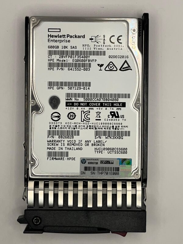 HD HP MSA 600GB 10K 2.5 SAS 12GBPs 730702-001 C8S58A