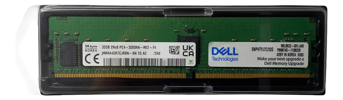 Memória DELL 32GB DDR4-3200 RDIMM SNPHTPJ7C/32VXR AB614353 - Imagem 2