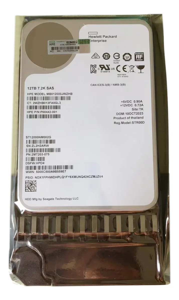 HD HP MSA 12TB 3,5 7.2K SAS 12GB P00442-001 Q2R42A NOVO - Imagem 3