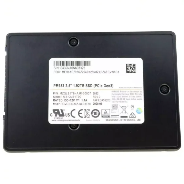 SSD Samsung 1.92TB U.2 PCIe 3.0 2,5 MZ-QLB1T90 MZ-QLW1T90
