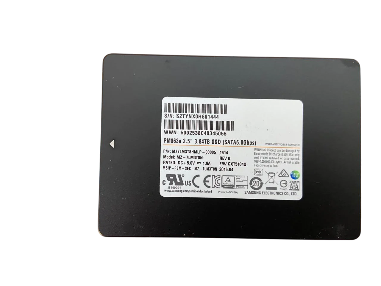 SSD Samsung PM863A 3.84TB SATA 6GB 2,5 MZ-7LM3T8N seminovo - Imagem 2