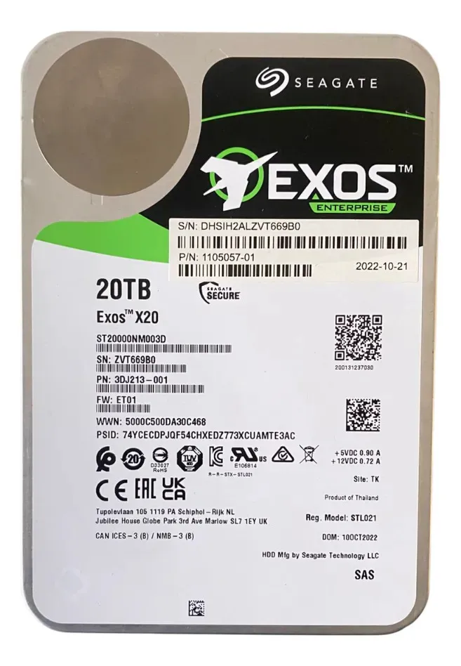 HD Seagate Exos X20 20TB 7.2K 3,5 SAS 12GBPs ST20000NM003D - Imagem 2