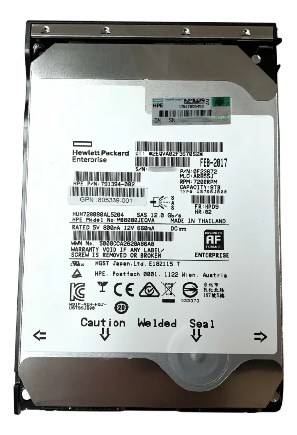HD HP 8TB 7.2K 3,5 SAS 12GBPs 805344-001 805338-B21 - Imagem 2