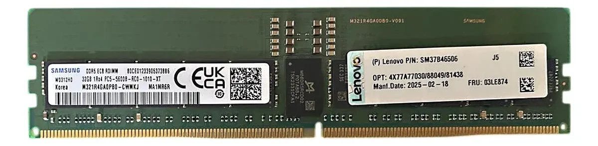 Memoria Lenovo 32GB DDR5-5600 RDIMM 03LE874 4X77A88049 - Imagem 2