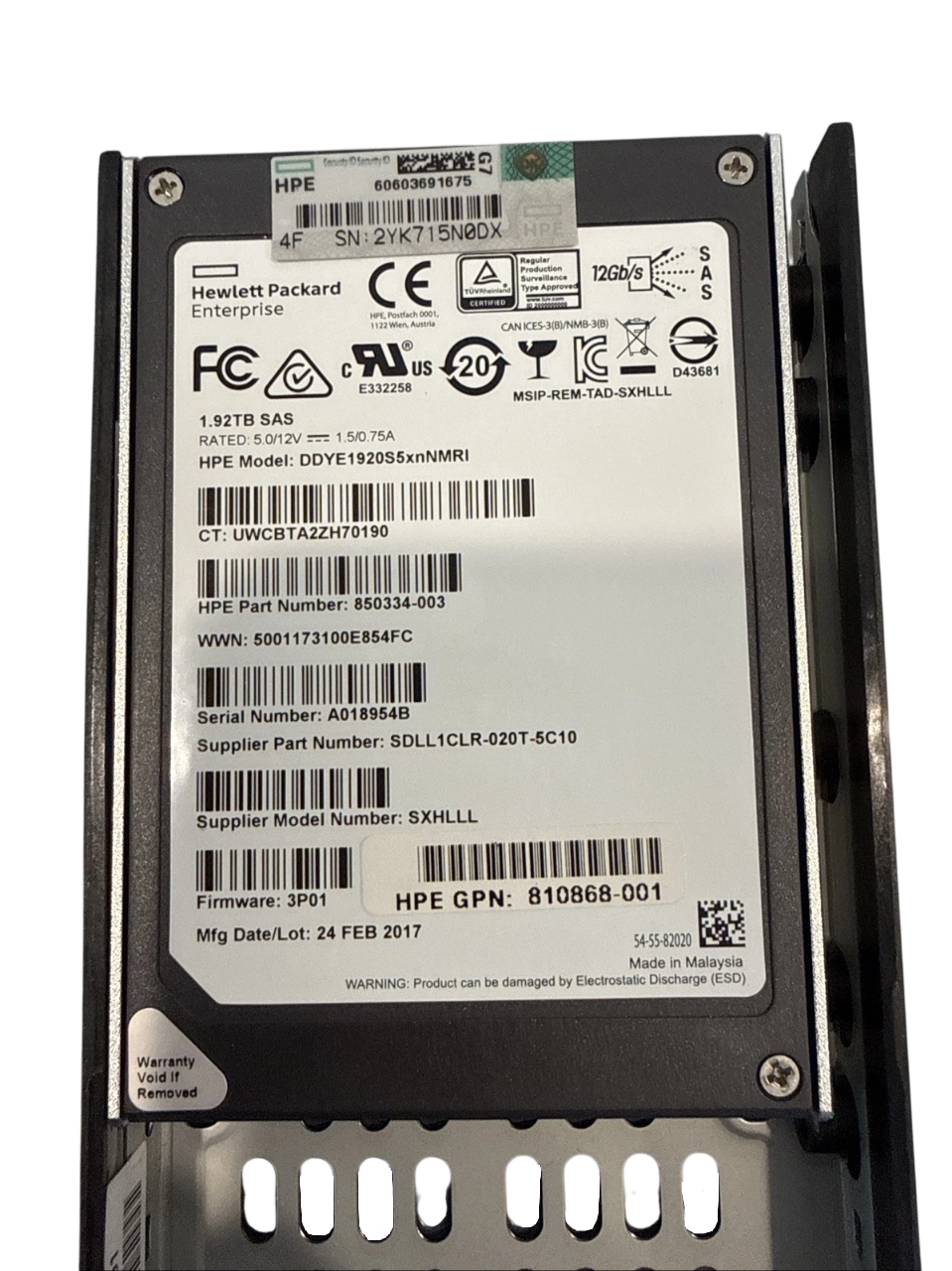 SSD 3PAR HP 1.92TB 2,5 SAS 12GB 873103-001 K2P89B K2P89A - Imagem 3