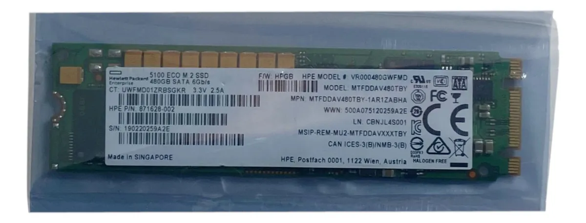 SSD HP 5100 ECO 480GB SATA 6GB M.2 875855-001 875498-B21 - Imagem 3
