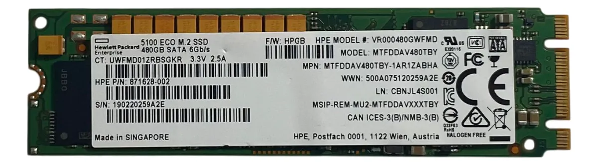 SSD HP 5100 ECO 480GB SATA 6GB M.2 875855-001 875498-B21 - Imagem 2
