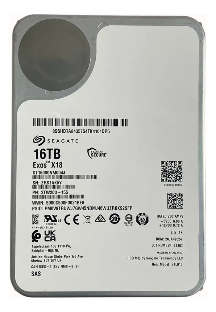 HD Seagate Exos X18 16TB SAS 12Gb 3,5 ST16000NM004J NOVO - Imagem 2
